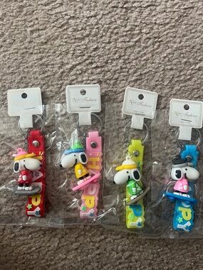 Choice of  One Snoopy Surfing Keychains - Red Pink Lime Green Blue